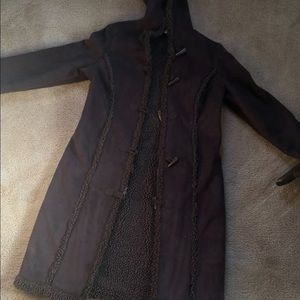 LL Bean long faux fur coat